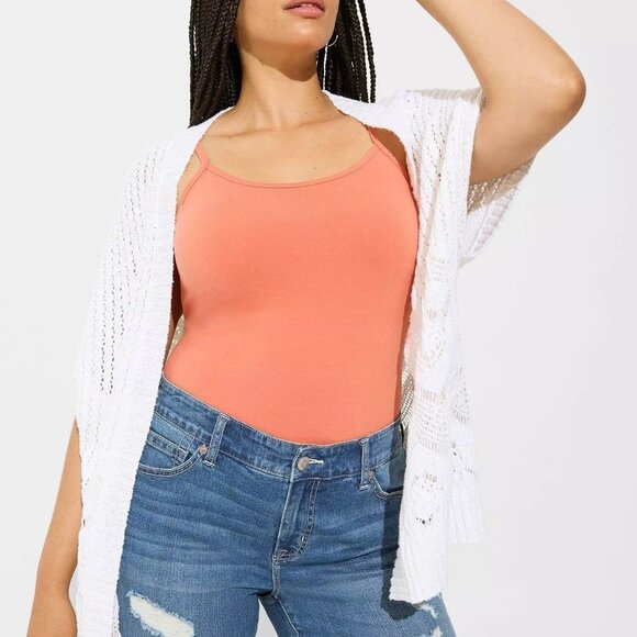 NWT Torrid White Open Stitch Cardigan Poncho Sweater - Size 3/4 = 22-26 - Picture 2 of 16